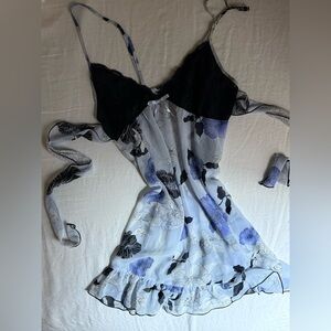 Apt. 9 Floral Print Lace-Trimmed Chemise in Black and White